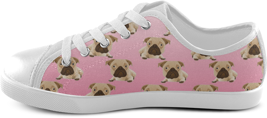 Cute Pugs On Pink Gradient Background Canvas Kid's - Skate Shoe Clipart (1000x1000), Png Download