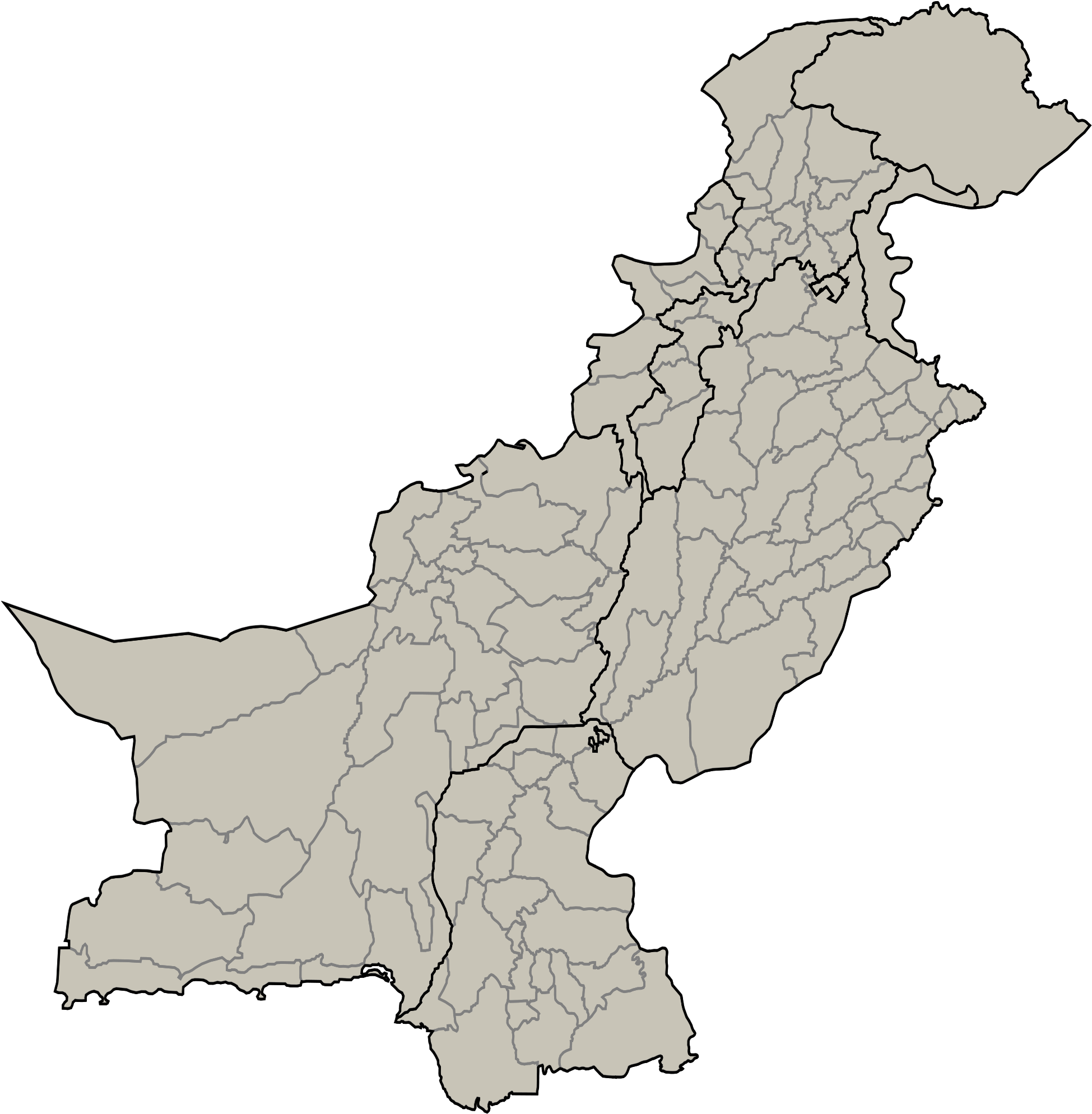 Sukkur In Pakistan Map , Png Download - Map Of Pakistan With Districts Clipart (1949x1989), Png Download