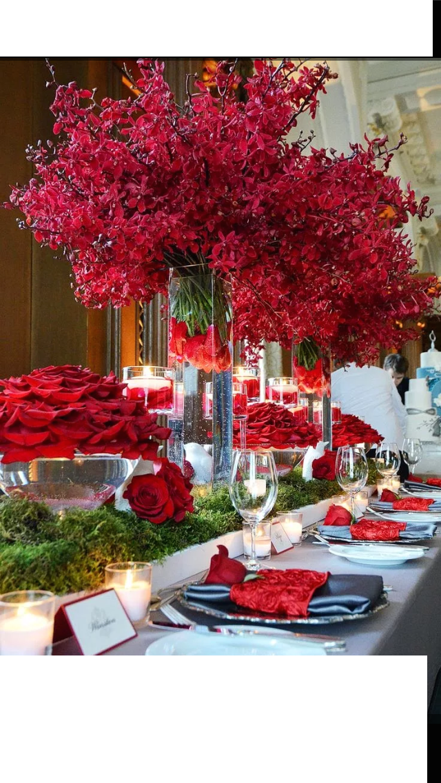 Red Table Decorations, Red Centerpieces, Decoration - Wedding Clipart (640x1136), Png Download