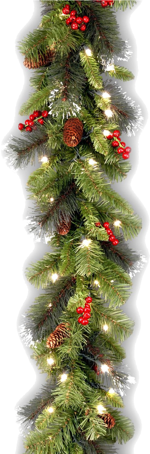 Pngs De Natal - Lighted Christmas Garland Png Clipart (607x1500), Png Download
