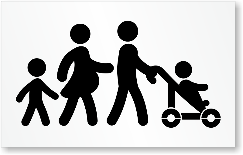 Family Parking Symbol Stencil - Black And White Family Stencil Clipart (800x511), Png Download