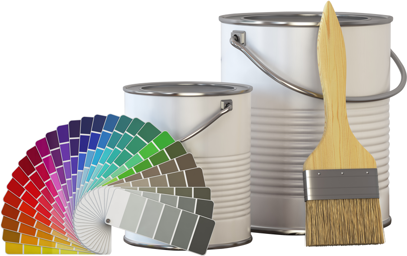 Paint Cans Paint Brush And Color Palette On Wood Pway6fz - Lata Tinta Tabela Cor Clipart (1024x683), Png Download
