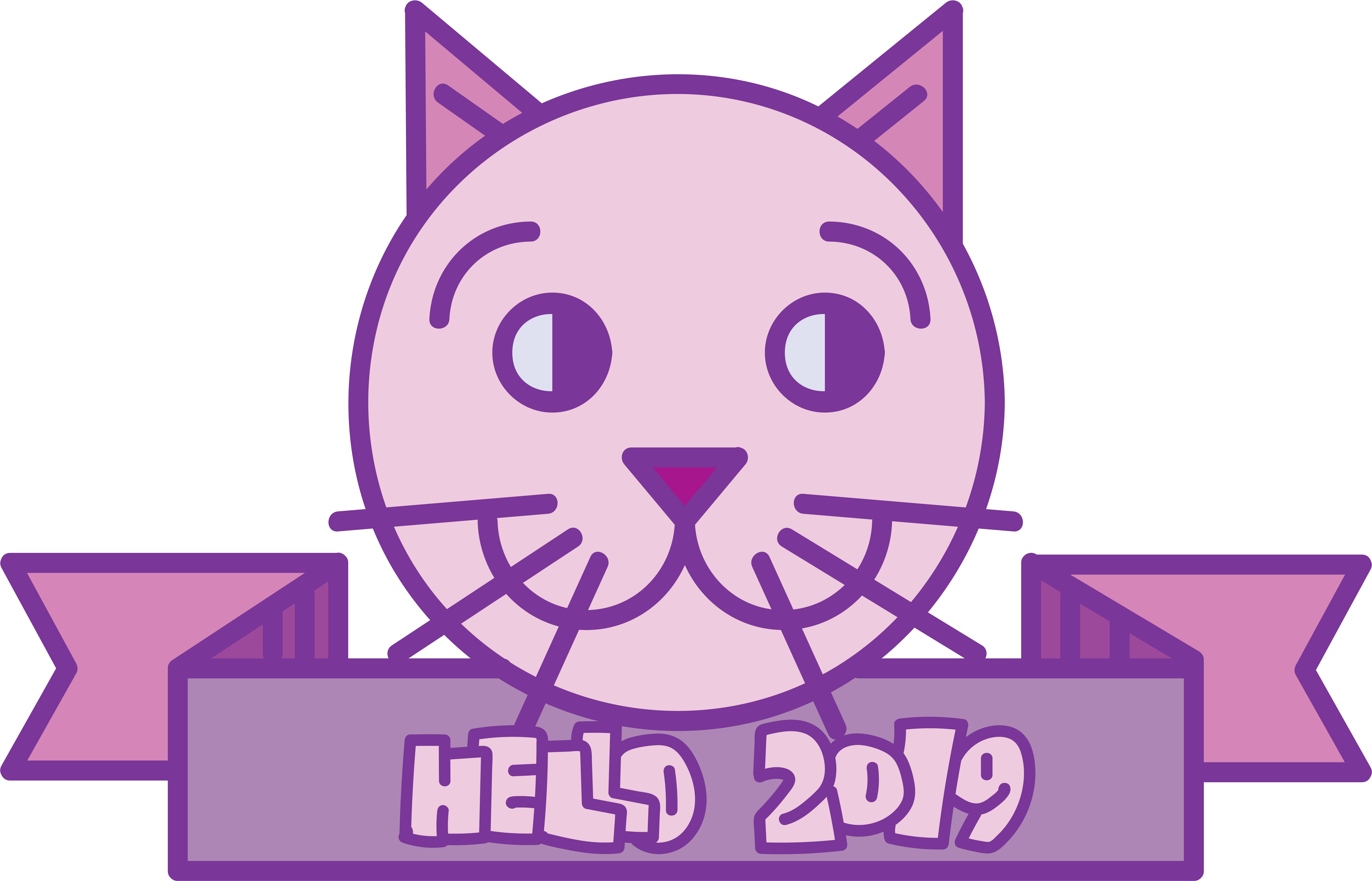 Hola 2019 Lindo Vector Cabeza De Gato Png E Imagen Clipart (8334x8334), Png Download