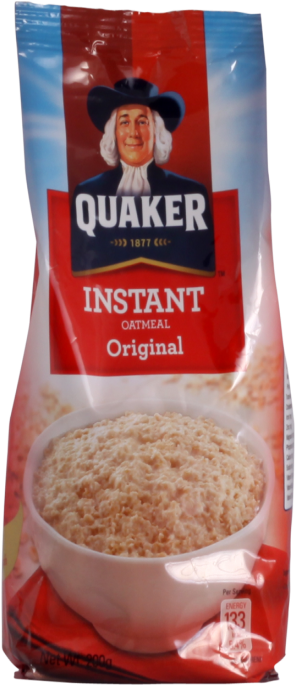 Quaker Instant Orignal Oatmeal 200g Red Pouch - Quaker Oats Banana Flavor Clipart (550x684), Png Download