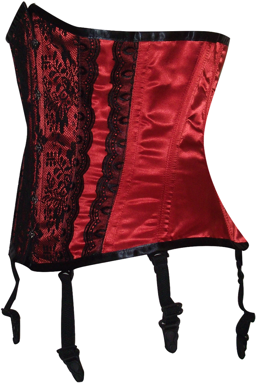 Red Satin Waist Shaper With Black Lace Detail - Cushion Clipart (920x1280), Png Download