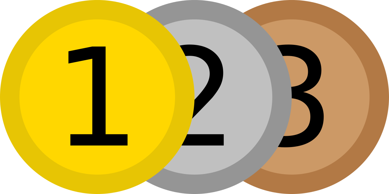 File - Medals Icon - Svg - 1 2 3 Icon Png Clipart (1280x640), Png Download