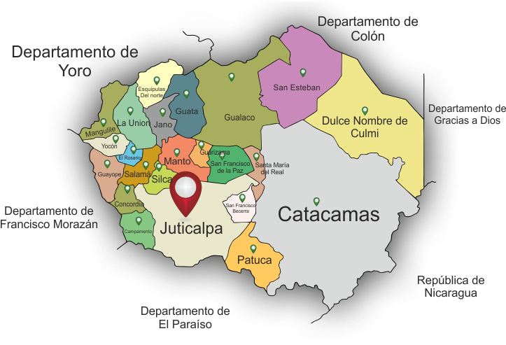 #espaciohonduras Mapas Por Departamento De La República - Map Clipart (752x496), Png Download