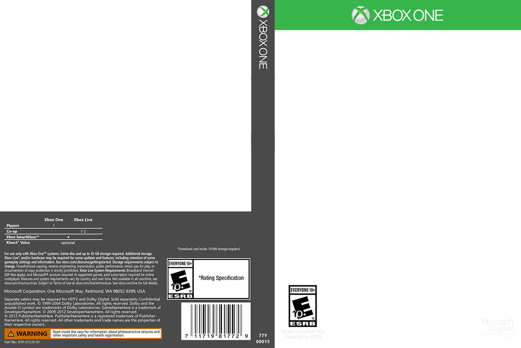 Click Here For A Template Of The Xbox One Game Cover - Xbox One Game Cover Template Clipart (1024x683), Png Download
