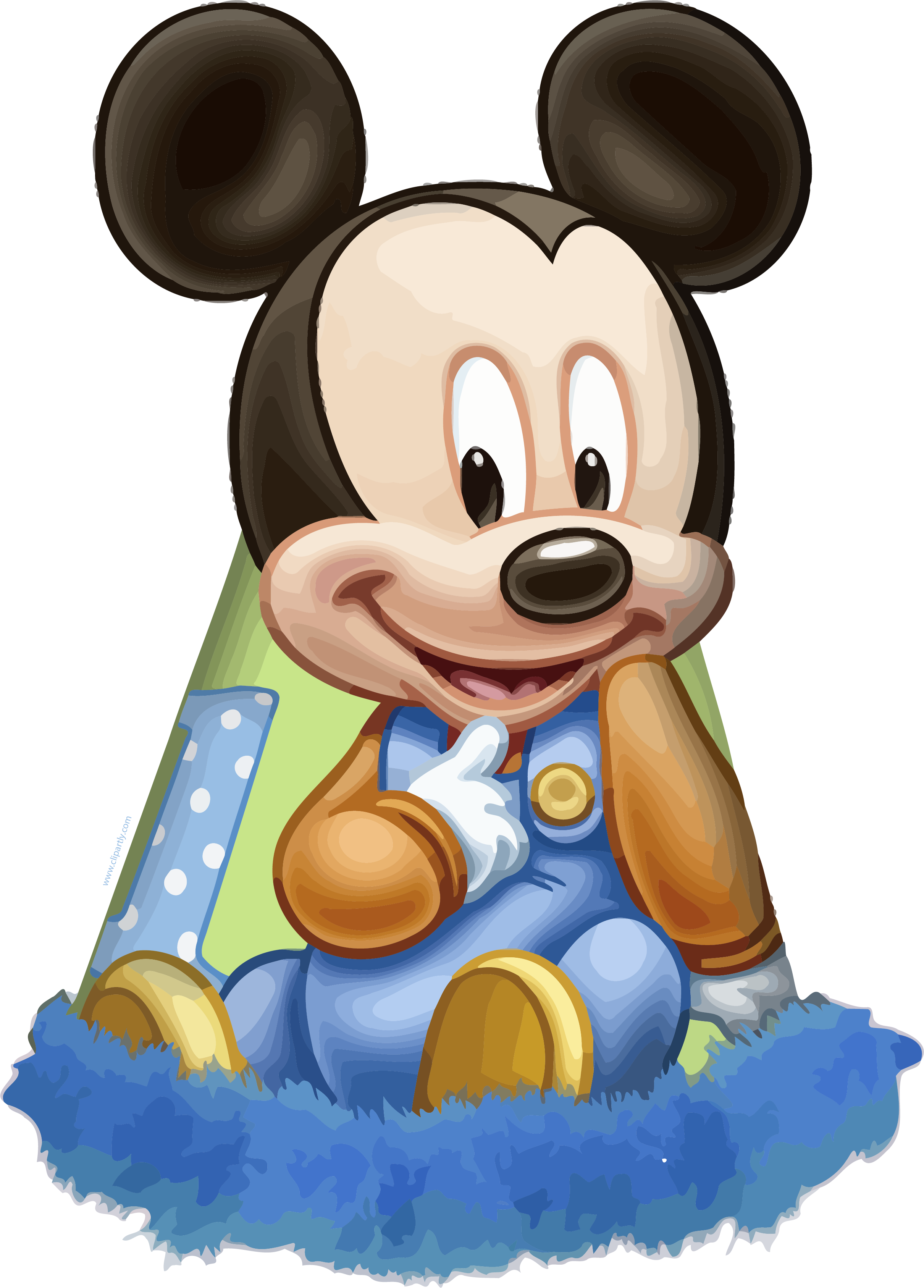 Feather Baby Mickey Clipart Png - Baby Mickey Mouse 1st Birthday Clipart Transparent Png (2420x3373), Png Download