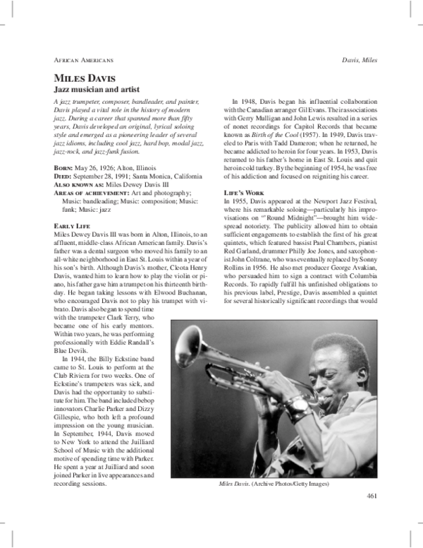 Pdf - Miles Davis Clipart (600x776), Png Download