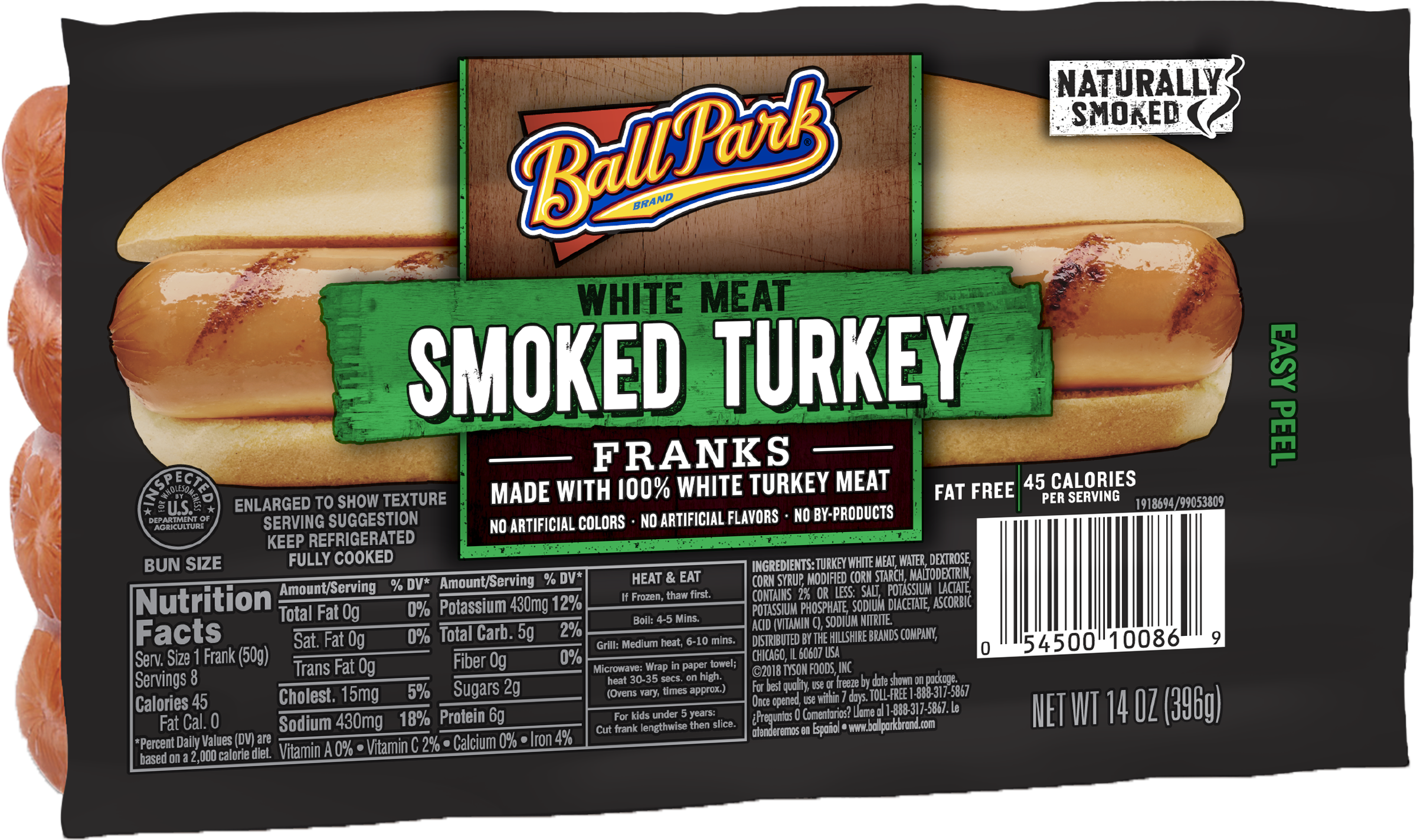 Ball Park Smoked White Bunsize Length Meat Turkey Franks, Clipart (2400x2400), Png Download