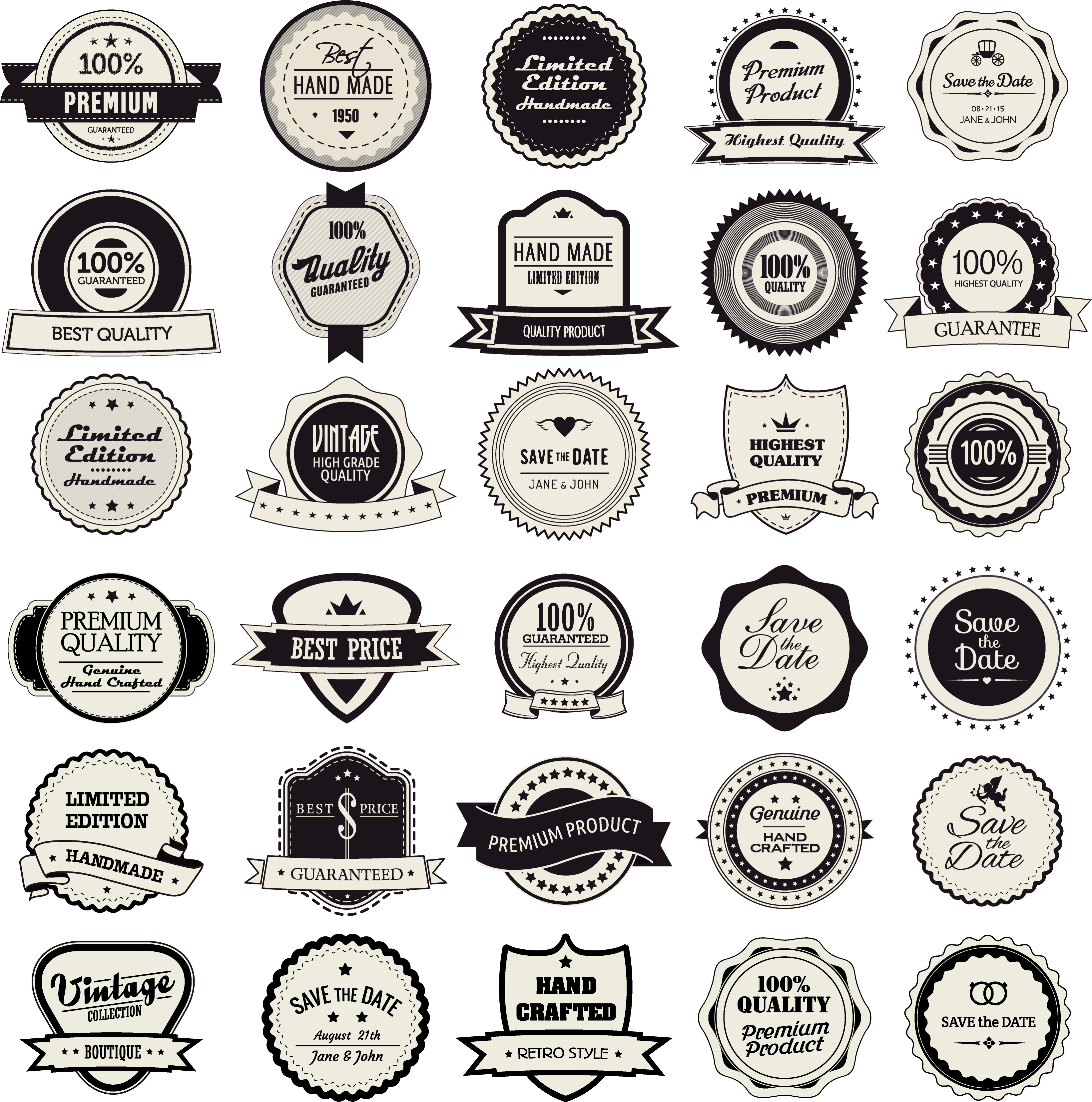Label Vintage Clothing - Retro Round Tag Clipart (3277x3427), Png Download