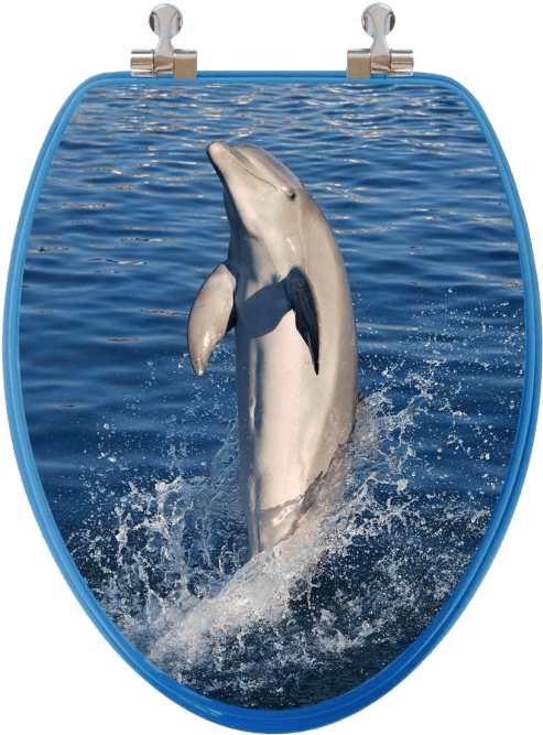 3d Vario Scenario® Elongated Toilet Seat W/ Chromed - Dolphin Safe Toilet Clipart (600x686), Png Download