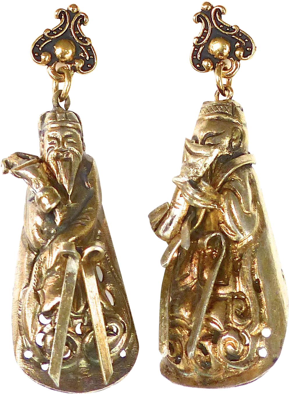 Antique Chinese Gold Vermeil Drop Earrings Found At - Earrings Clipart (1354x1354), Png Download