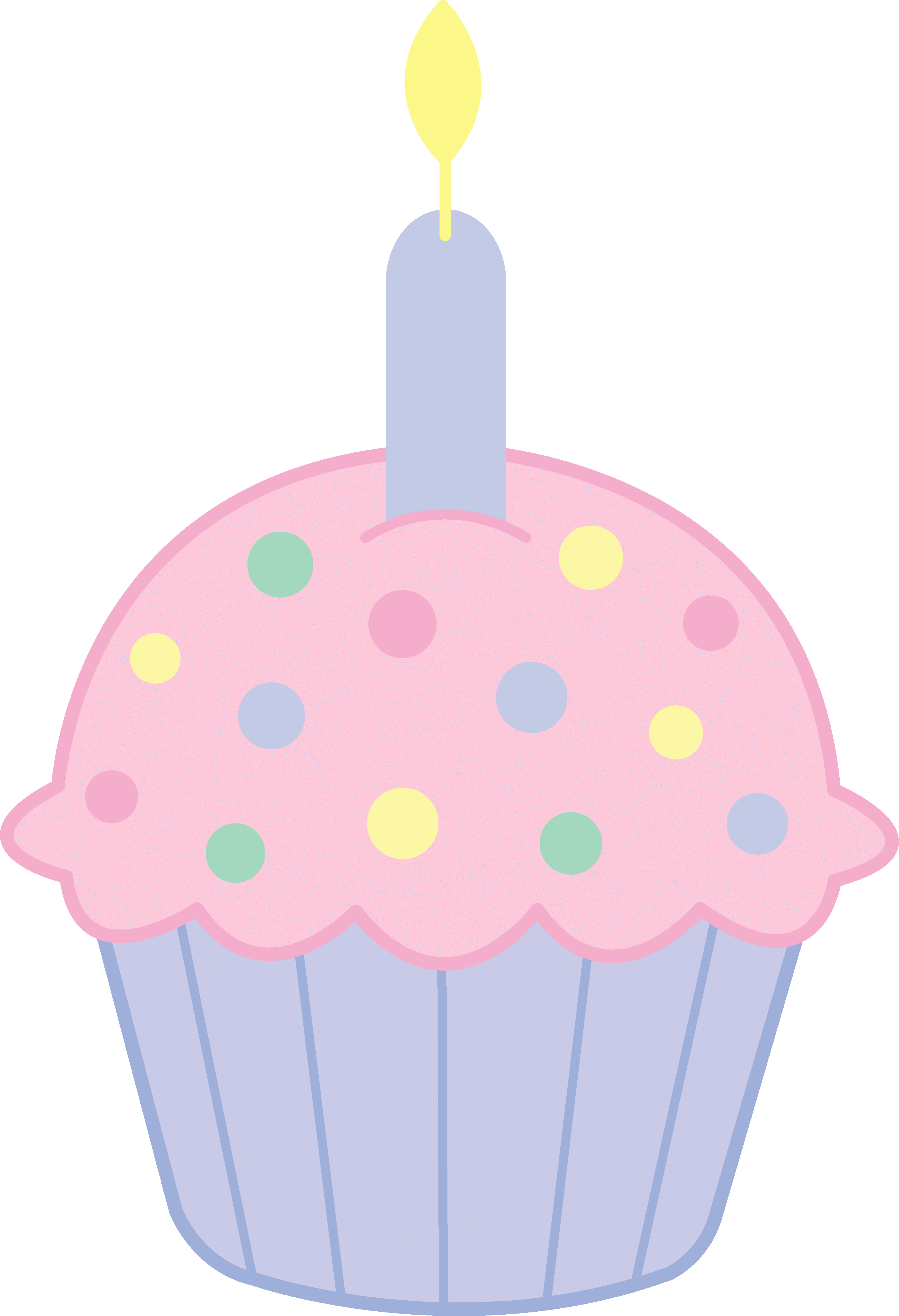 Valentine Element Png Cute Cupcakes Drawings - Cartoon Cupcakes With Candle Clipart (3287x4812), Png Download