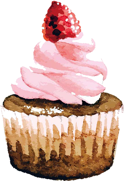 Banner Library Cream Cake Birthday Watercolor Painting - 甜點 水彩 素材 Clipart (551x800), Png Download
