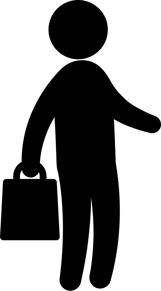 Businessman With Handbag Standing Silhouette Comments - Businessperson Clipart (542x981), Png Download