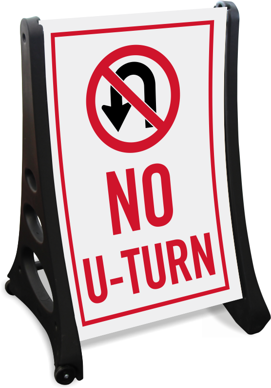 No U Turn Portable Sidewalk Sign - Logo Online 24 Jam Png Clipart (800x800), Png Download