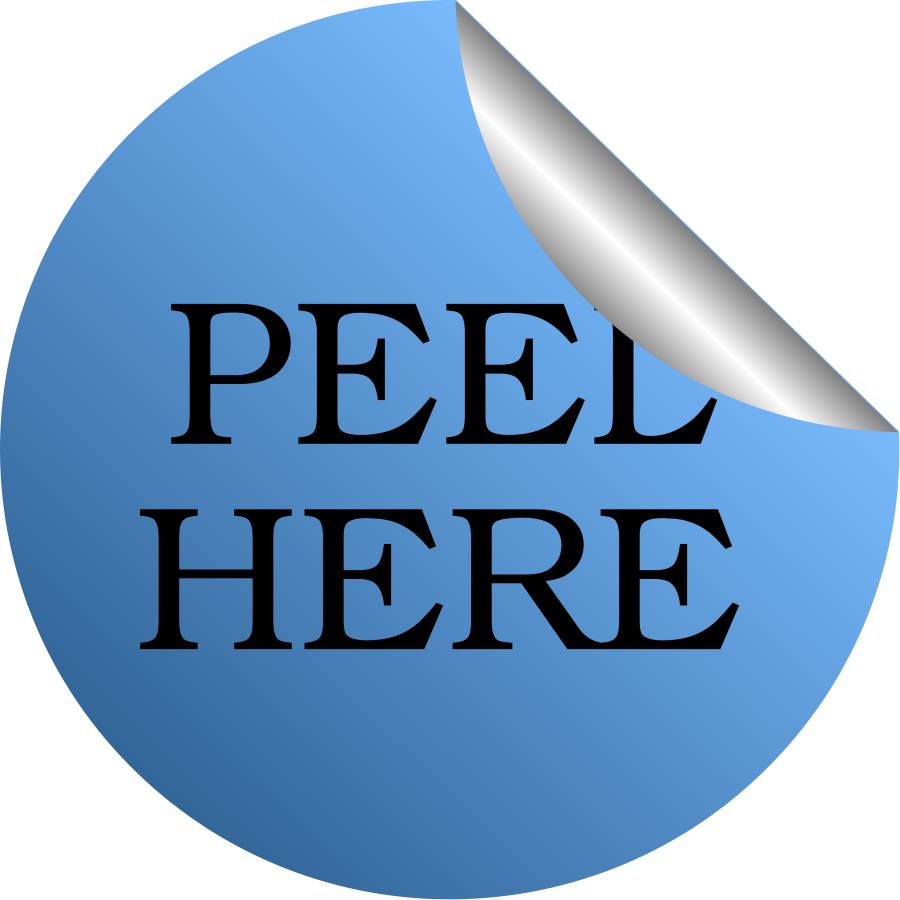 Peel Sticker Medium 600pixel Clipart, Vector Clip Art - Peel Here - Png Download (900x900), Png Download