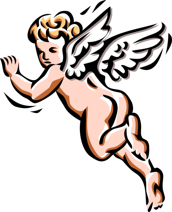 Vector Illustration Of Angelic Spiritual Cherub Angel - Baby Angel Clipart (569x700), Png Download