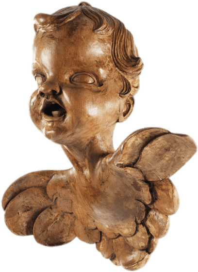 Download Wooden Cherub Head Transparent Png - Bronze Sculpture Clipart (524x780), Png Download