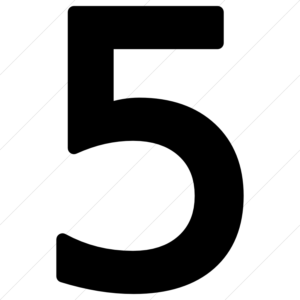 Download Icon Png Number - Black Printable Number 5 Clipart (1024x1024), Png Download