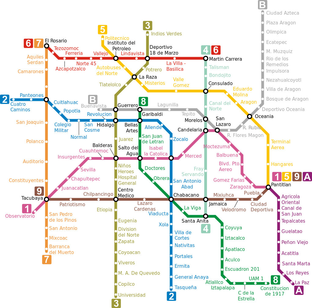 Mapa Metro Ciudad Mexico Png 1 022ã 1 010 Pã Xeles - Mexico City Subway Map Clipart (1022x1010), Png Download