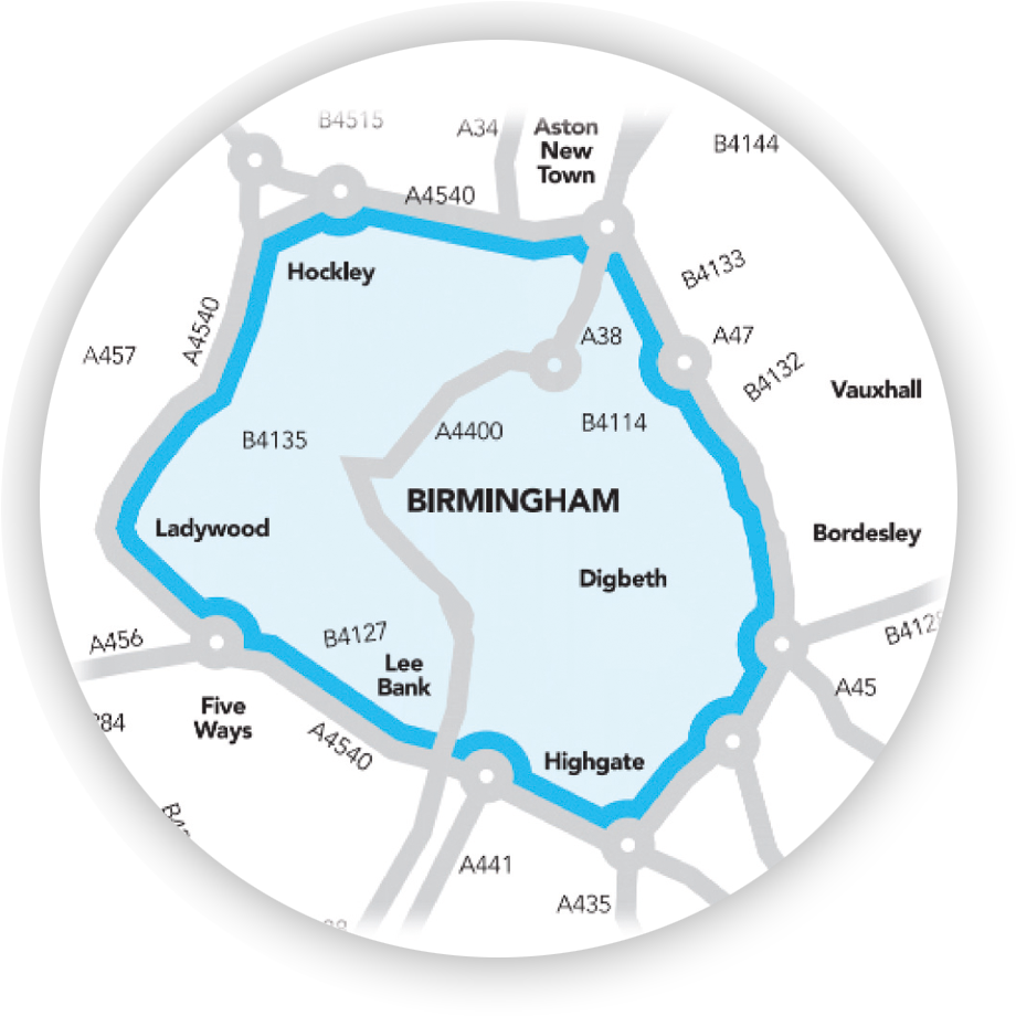 Clean Air Zone Birmingham Map Clipart (1200x1200), Png Download