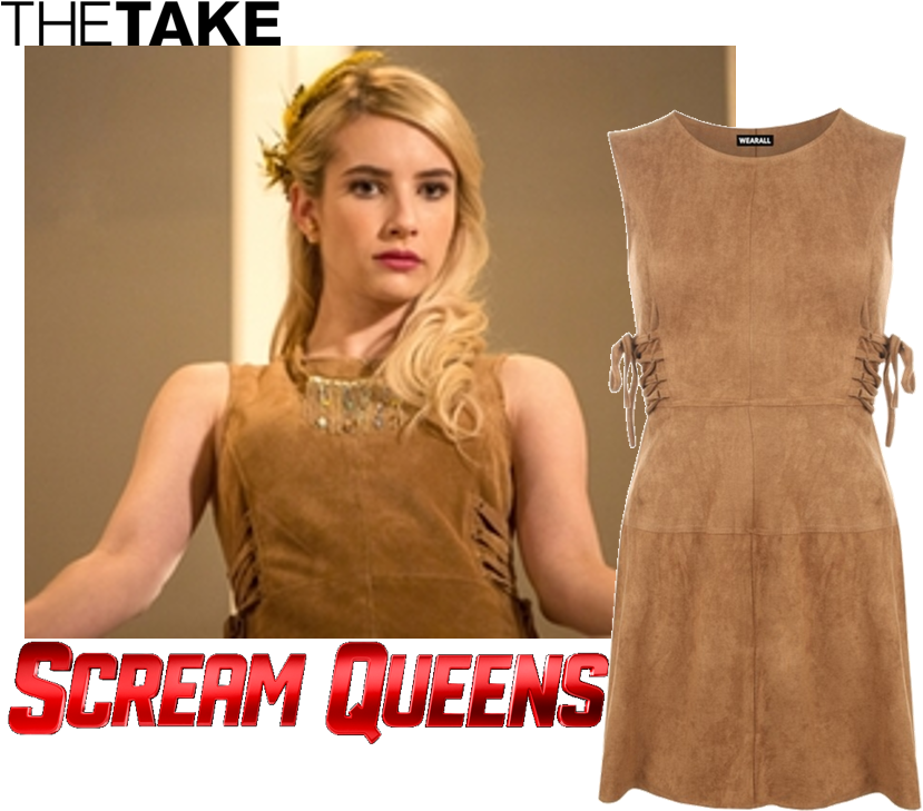 Wearall Tatum Suede Flared Dress As Seen On Chanel - Scream Queens Emma Roberts Chanel Clipart (829x729), Png Download