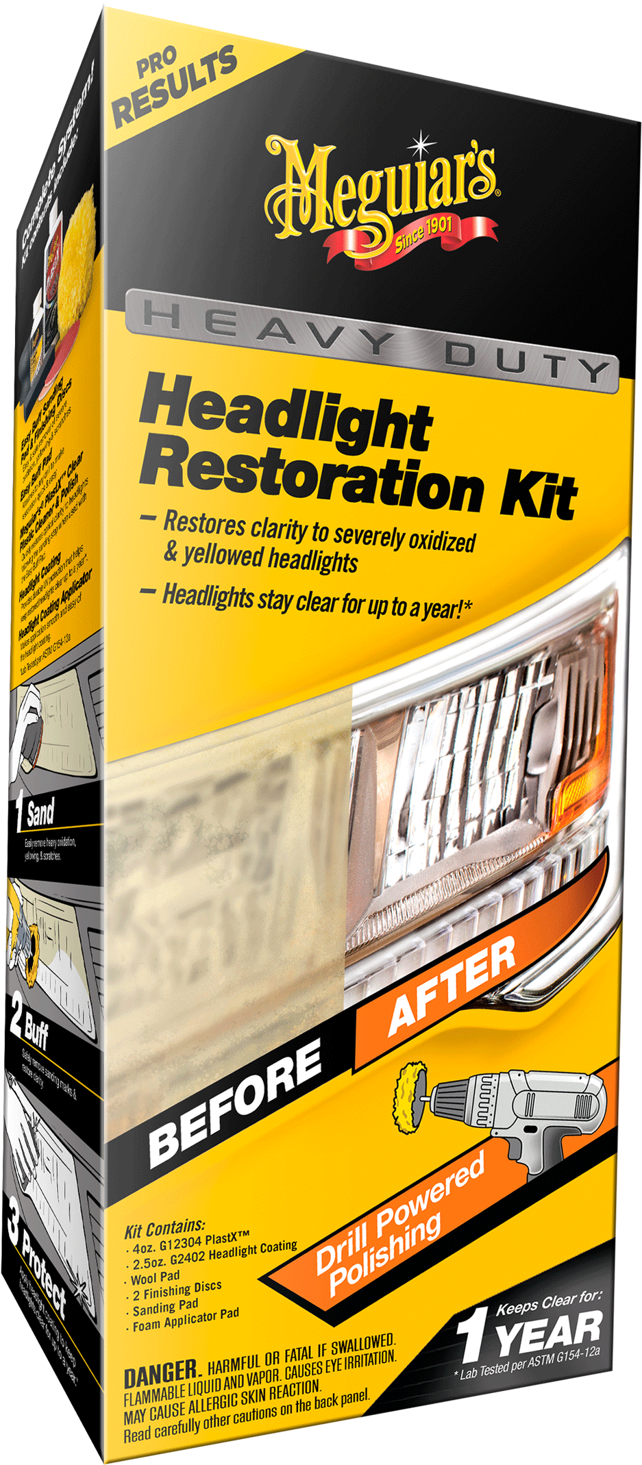 Home > Detailing Products > > Meguiars G2980 Heavy - Meguiar's G2980 Heavy Duty Headlight Restoration Kit Clipart (1000x2193), Png Download