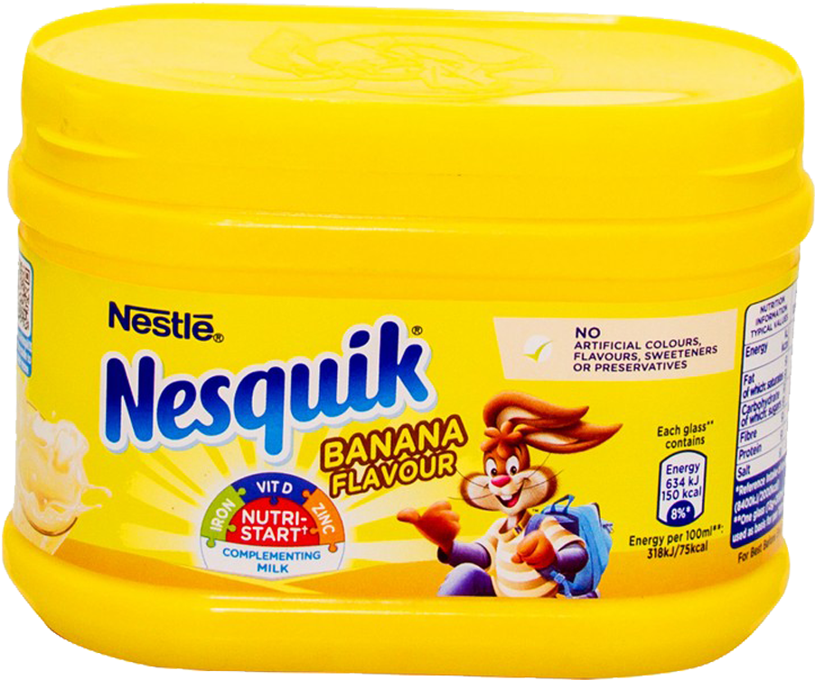 Nestle Nesquik Drinking Powder Banana Flavor 300 Gm - Nesquik Banana Clipart (1000x1000), Png Download