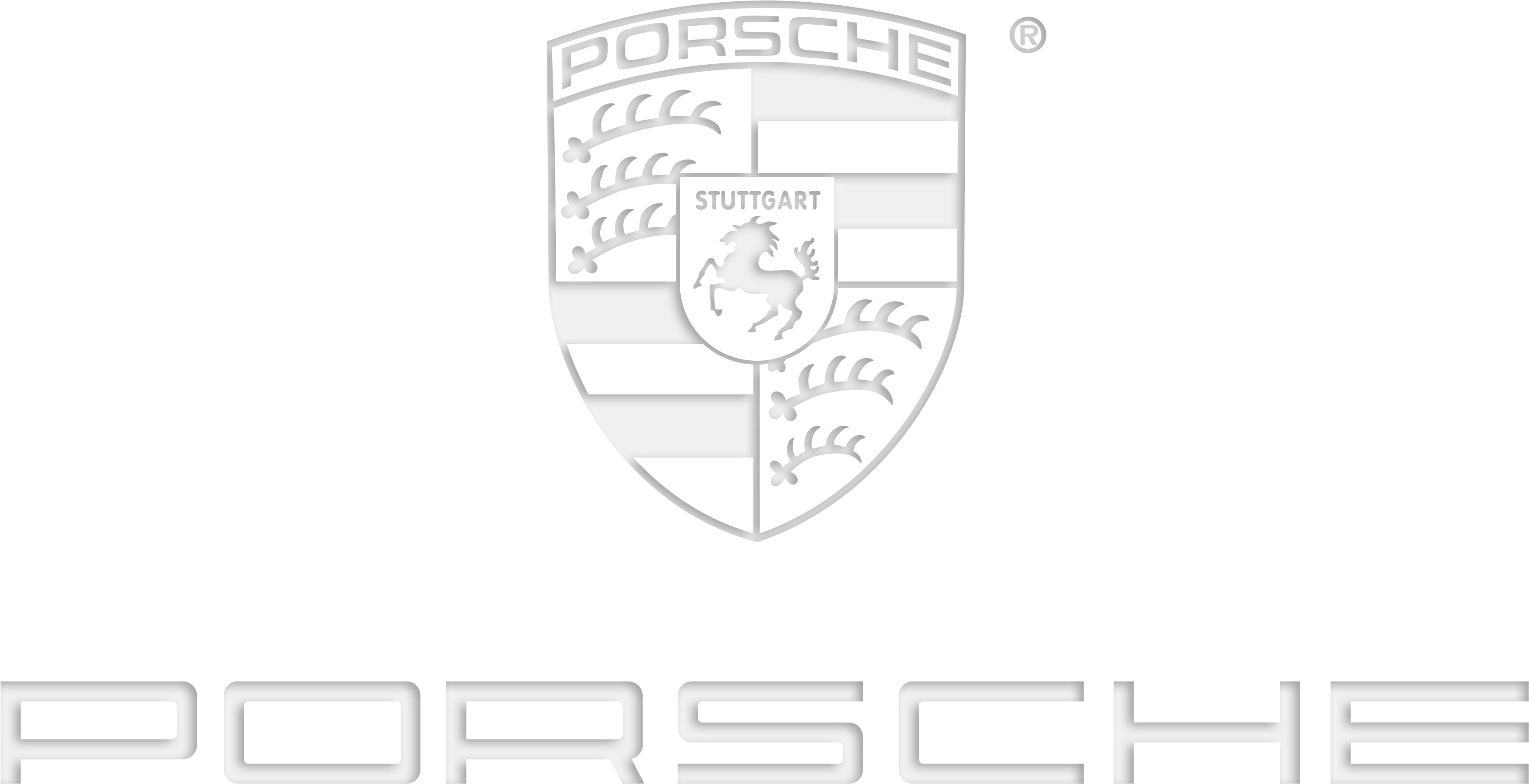 Porsche Logo White - Emblem Clipart (4875x1854), Png Download
