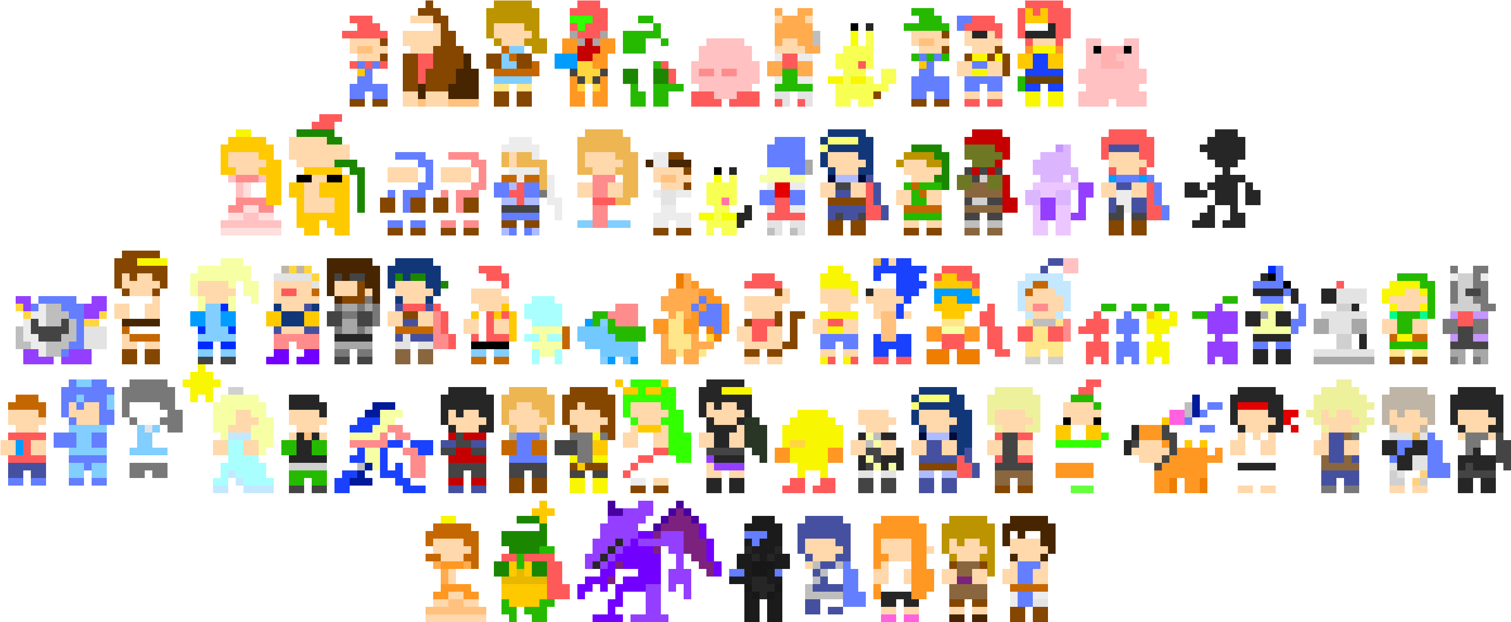 Ultimateeverybody Is Pixelated - Smash Ultimate Stock Icons Pixel Art Clipart (3015x1275), Png Download