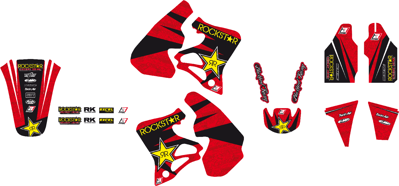 Complete Set Rockstar Energy Honda - Adesivi Per Honda Cr 250 96 Clipart (1800x1800), Png Download