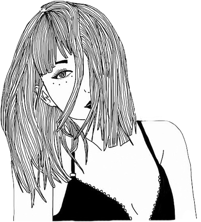 #png #edit #freetoedit #tumblr #overlay #outline #girl - Sad Girl Clipart (500x500), Png Download