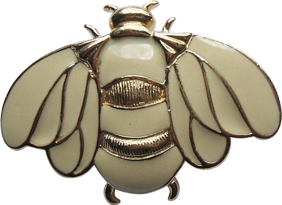Vintage Trifari Ivory Cream Enamel Gold Tone Bumblebee - Fly Clipart (953x953), Png Download