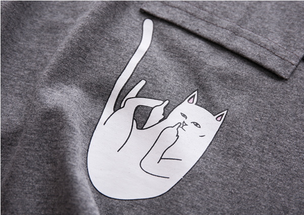 Ripndip Pocket Falling For Nermal T-shirt - Falling Cat From Pocket Shirt Clipart (600x600), Png Download