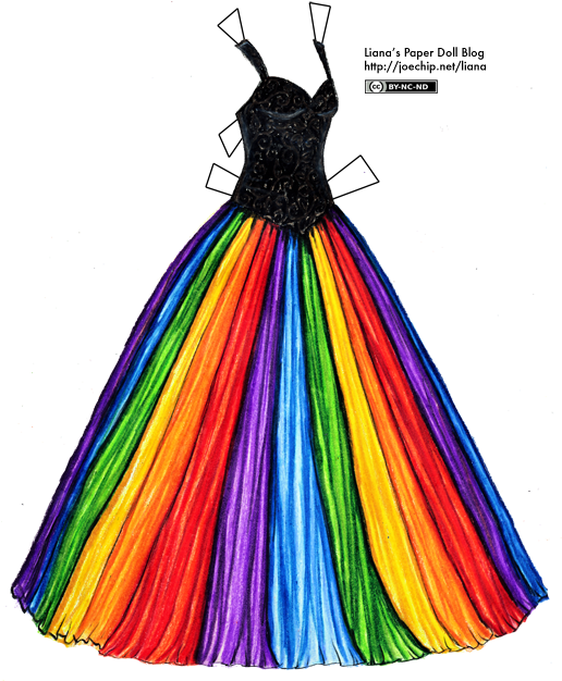 Women's Clothing Rainbow Chic Opening Dance Spanish - Rainbow Paper Doll Dresses Clipart (516x642), Png Download