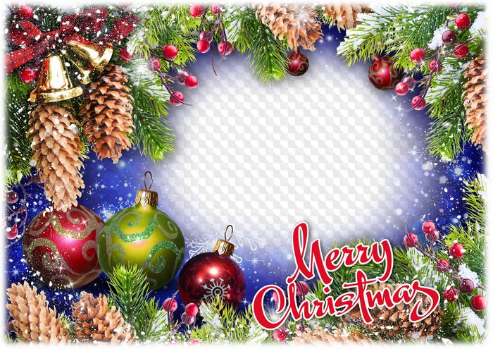 Free Christmas Photo Frame Template Merry Christmas - Templates En Png Para Photoshop Clipart (700x495), Png Download