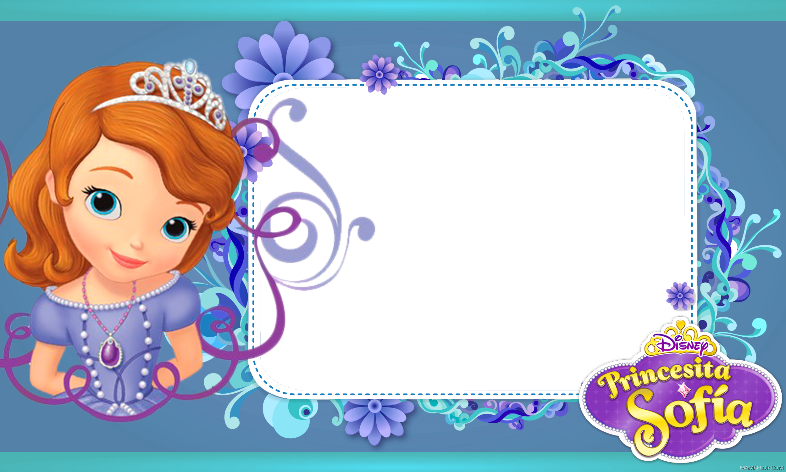Marco De Fotos De La Princesa Sofa, Ms De 30 Diseos - Sofia The First Face Clipart (2500x1500), Png Download