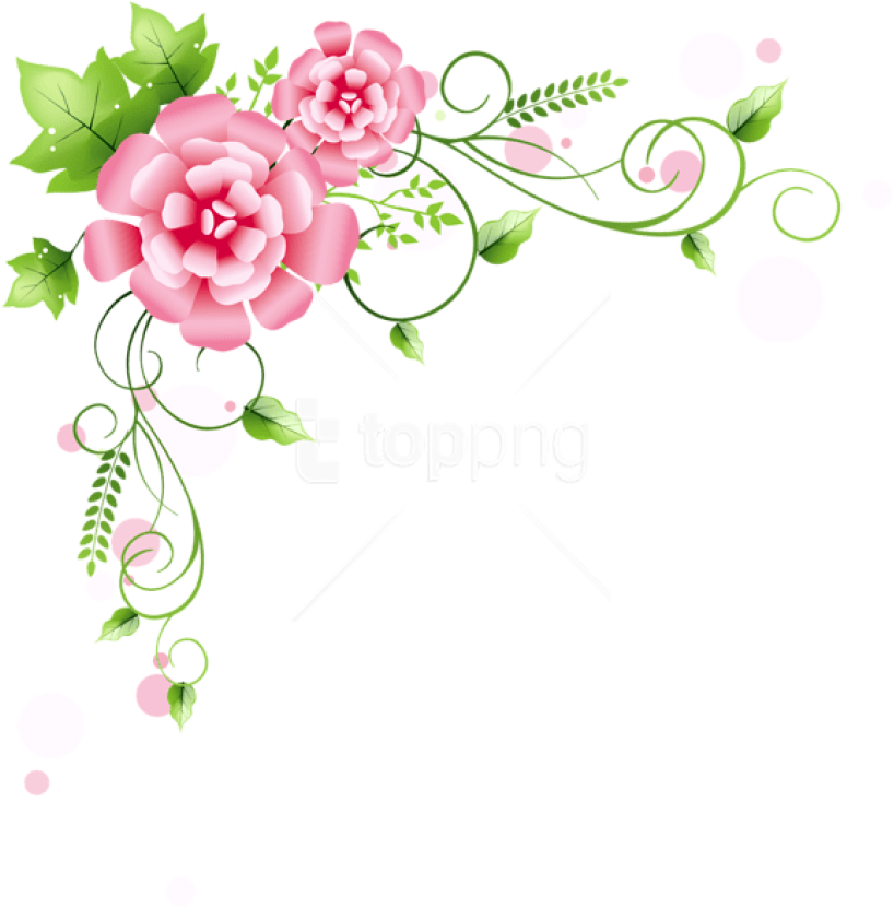 Free Png Download Corner Floral Decorationpicture Clipart - Pink Flowers Frame Png Transparent Png (850x843), Png Download