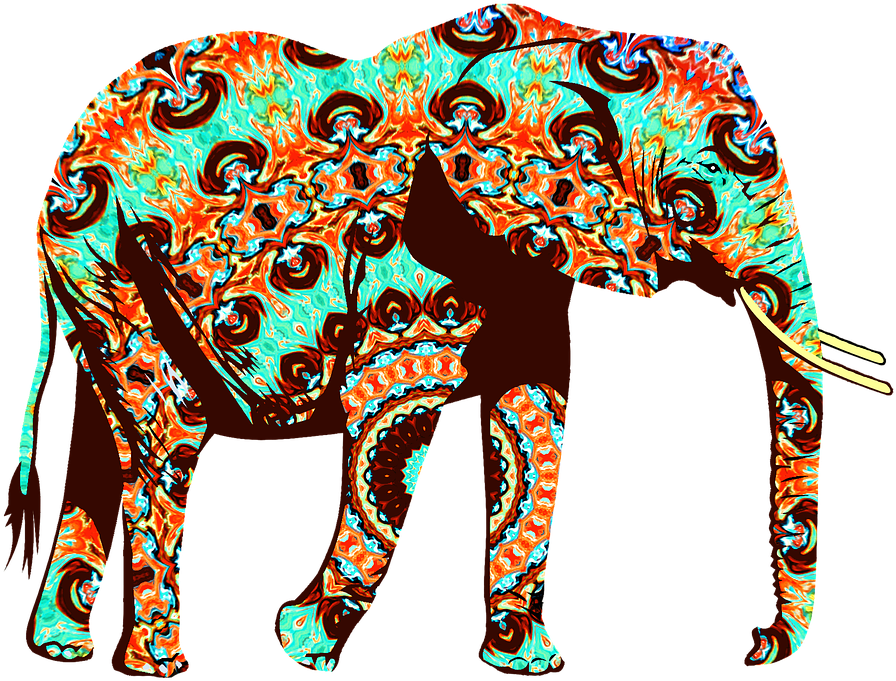 Free Png Colorful Elephant Tribal And Pop Fu Shower - 艺术 大 象 Clipart (850x649), Png Download