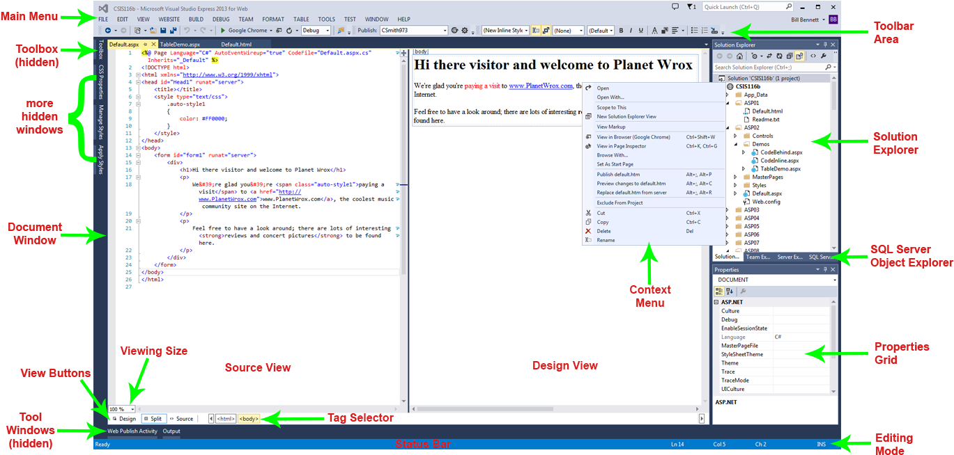 The Visual Studio Gui With Its Major Components Labeled - Computer Icon Clipart (1370x671), Png Download