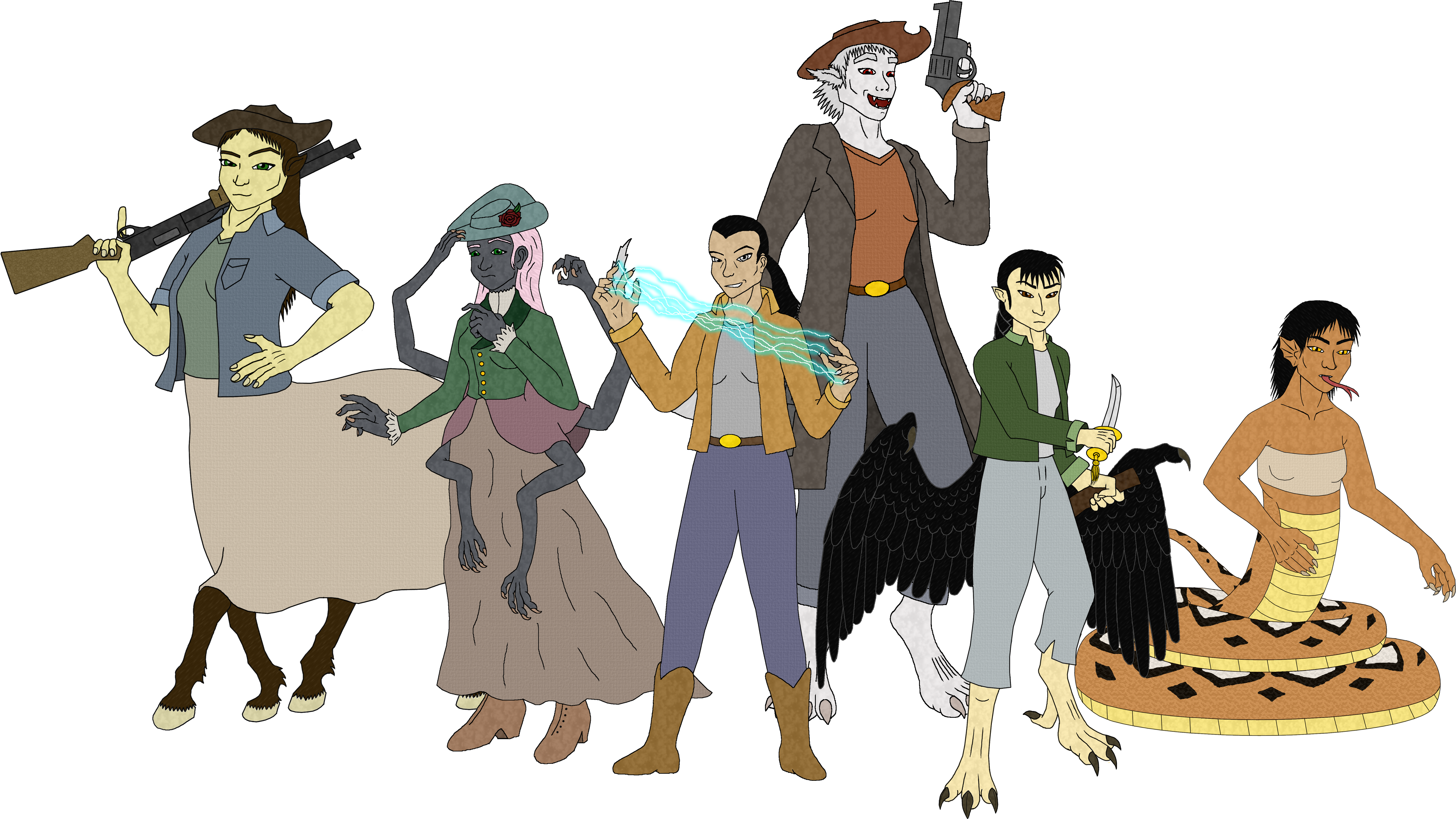 Damsels Group Shot - Cartoon Clipart (6000x3000), Png Download