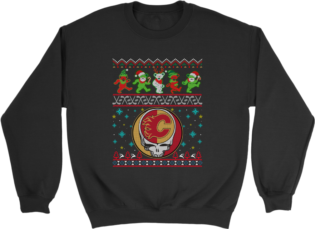 Calgary Flames Christmas Grateful Dead Jingle Bears - Sweater Clipart (1024x1024), Png Download