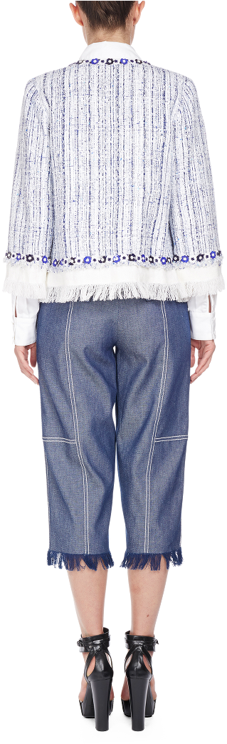 Cropped Denim Cargo Pants - Cardigan Clipart (770x1170), Png Download