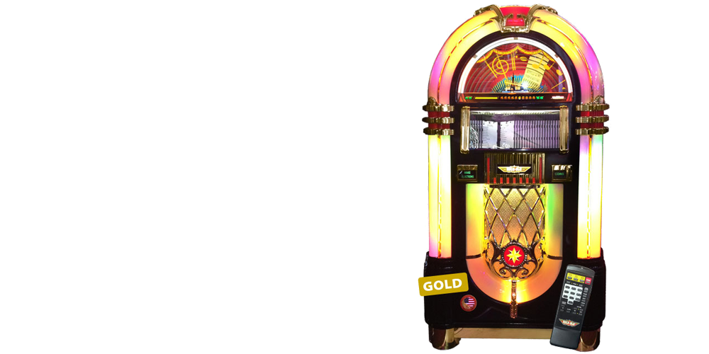 Deluxe Bubbler 100 Cd Jukebox Gold - Année 60 Juke Box Clipart (1000x500), Png Download