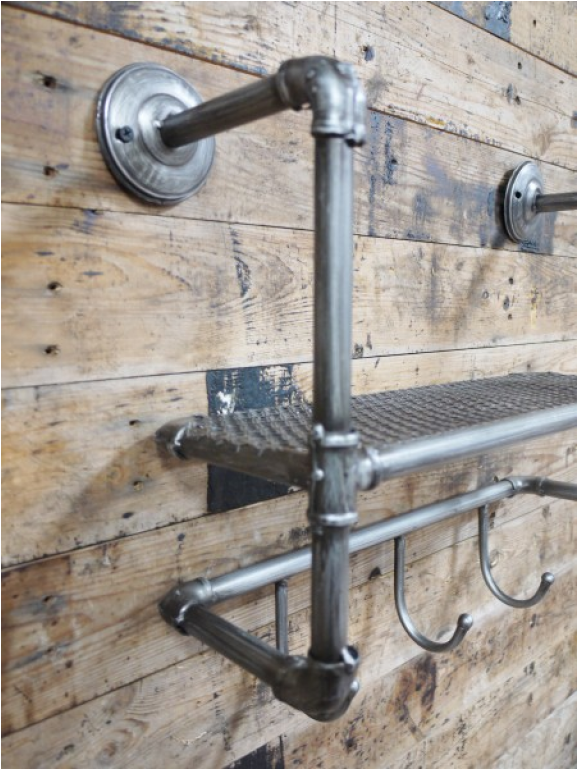 Vintage Industrial Pipe Style Metal Wall Shelf Unit - C-clamp Clipart (1152x768), Png Download