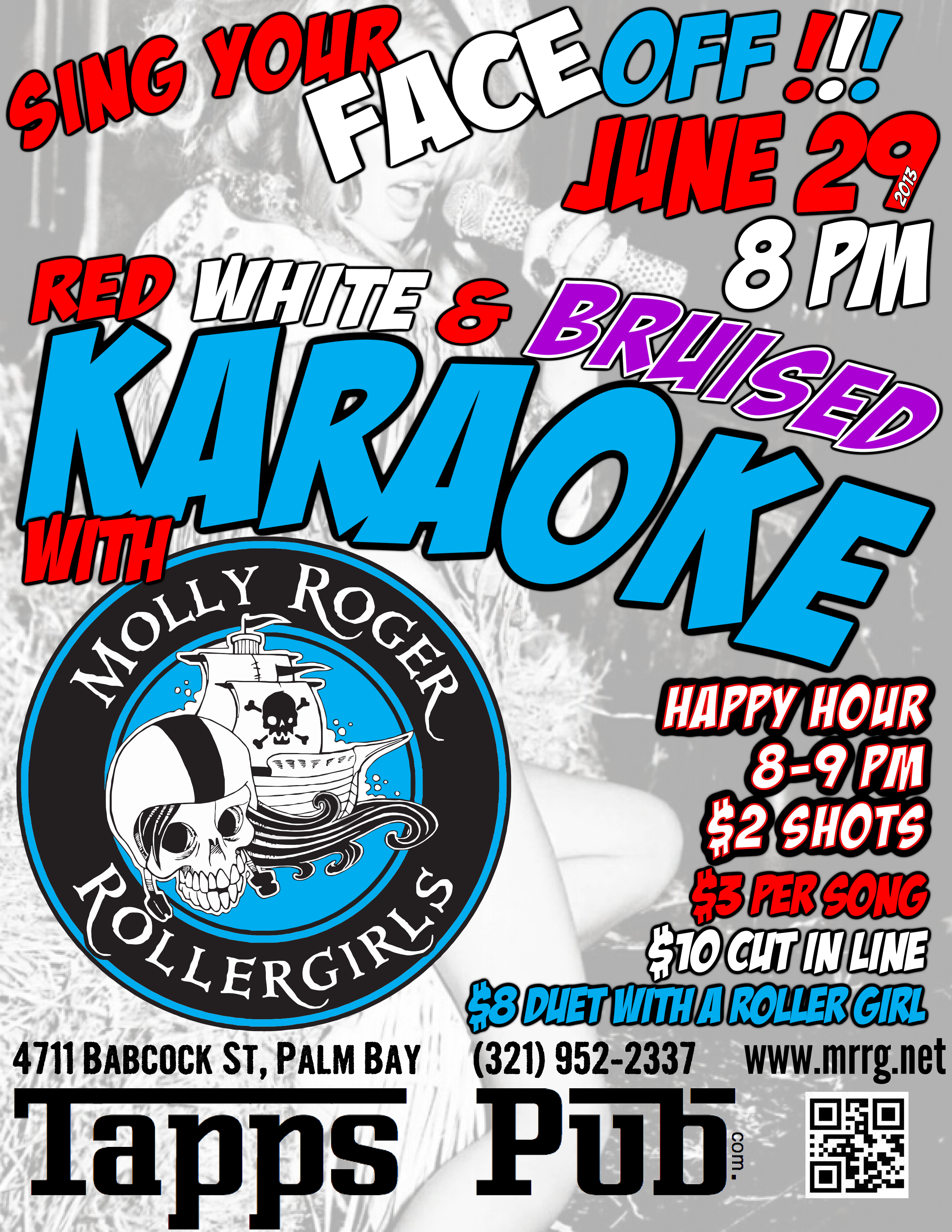 Red, White & Bruised Karaoke Party - Poster Clipart (2550x3300), Png Download