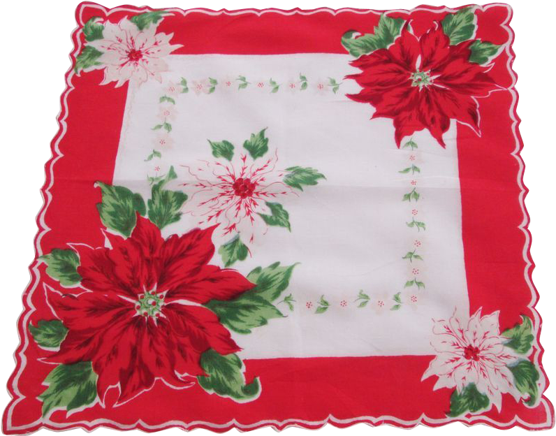 Christmas Poinsettia Hanky Hankie - Poinsettia Clipart (795x795), Png Download